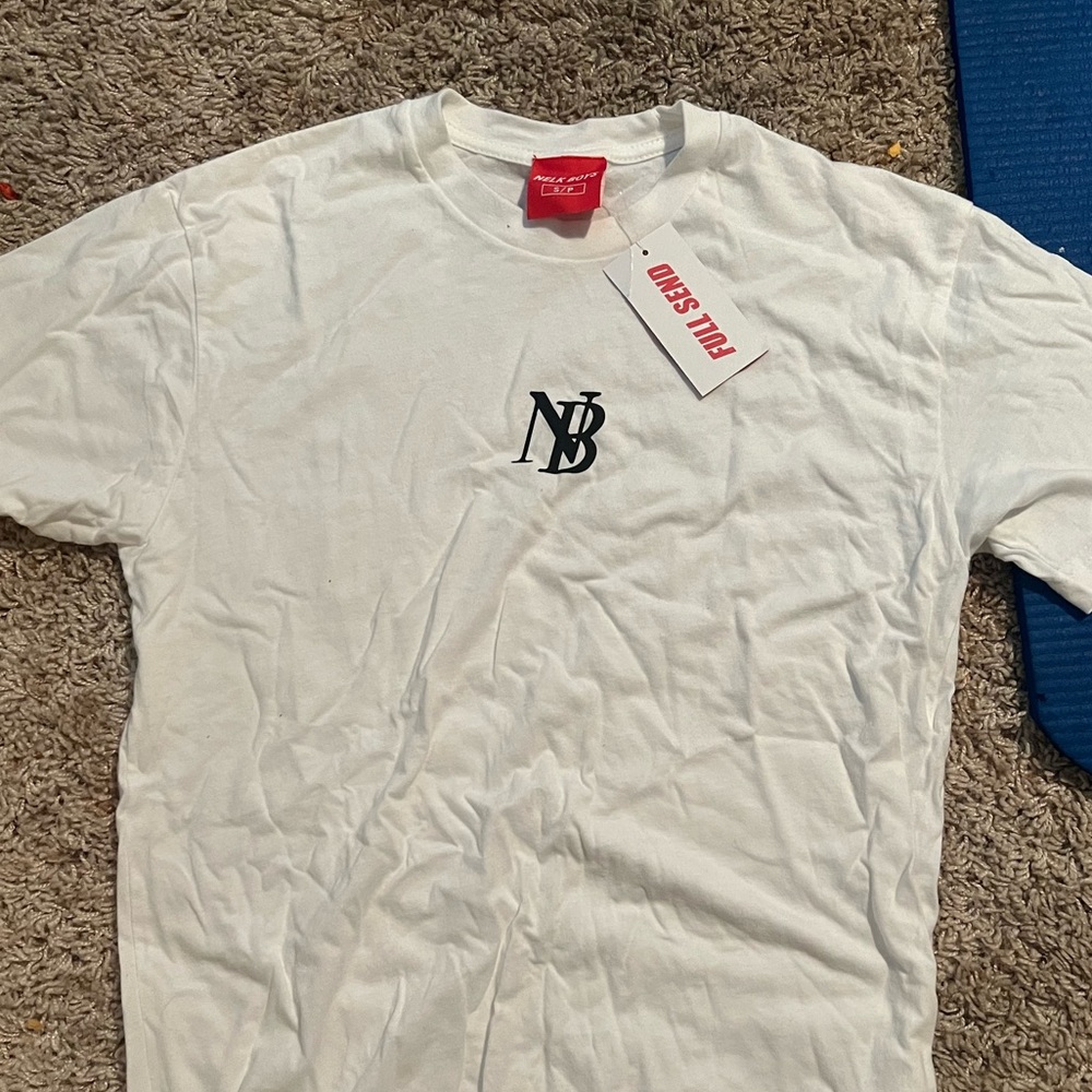 White Nelk boys NB logo white tee shirt